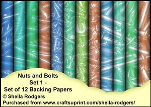 Nuts and Bolts Set 1 - Set of 12 Backing Papers