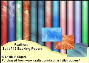 Feathers - Set of 12 Backing Papers