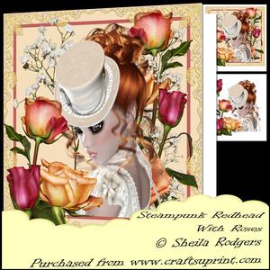 Steampunk Redhead with Roses