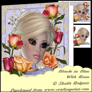 Blonde in Blue with Roses