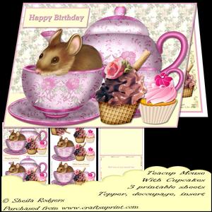 Teacup Mouse with Cupcakes