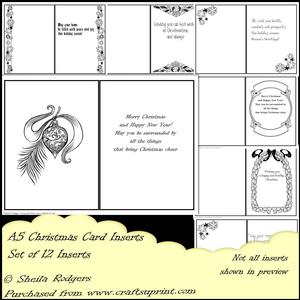 A5 Christmas Card Inserts - Set of 12 Inserts