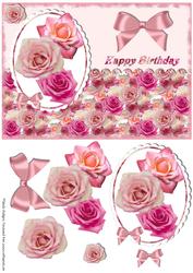 Pretty Pink Roses on Scalloped Oval