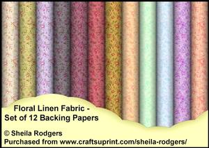 Floral Linen Fabric - Set of 12 Backing Papers