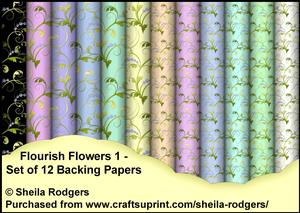 Flourish Flowers 1 - Set of 12 Backing Papers