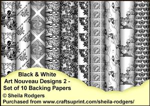 Black and White Art Nouveau Designs 2