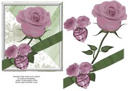Framed Pink Rose with Heart