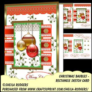 Rectangle Sketch Card - Christmas Baubles