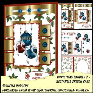 Rectangle Sketch Card - Christmas Baubles 2