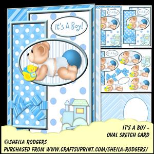 Oval Sketch Card - It's a Boy
