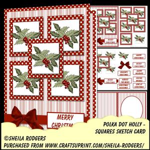 Squares Sketch Card - Polka Dot Holly