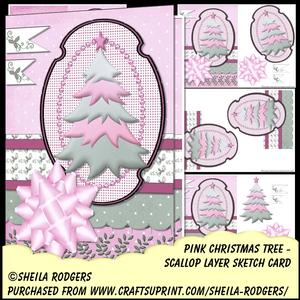 Scallop Layer Sketch Card - Pink Christmas Tree