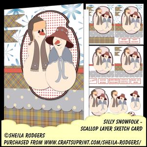 Scallop Layer Sketch Card - Christmas Snowfolk