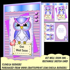 Rectangle Sketch Card - Get Well Soon Owl