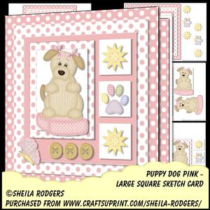 Large Square Sketch Card - Puppy Dog Pink