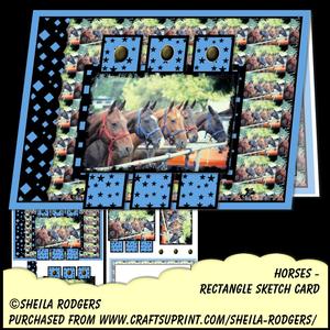 Rectangle Sketch Card - Horses