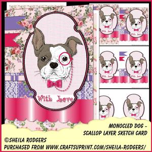 Scallop Layer Sketch Card - Monocled Dog