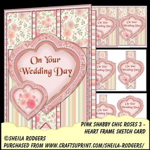 Heart Frame Sketch - Pink Shabby Chic Roses 3