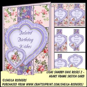 Heart Frame Sketch - Lilac Shabby Chic Roses 2