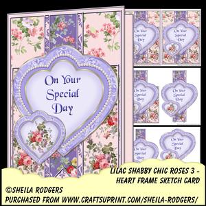 Heart Frame Sketch - Lilac Shabby Chic Roses 3