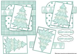 Tilted Rectangle Sketch Card - Aqua Christmas Tree 2