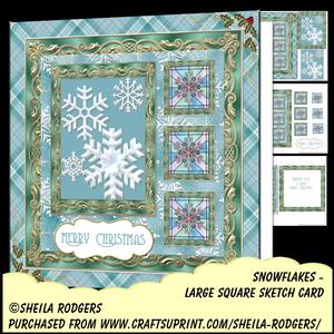Large Square Sketch Card - Snowflakes