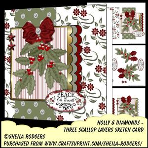 Three Scallop Layers - Holly and Diamonds
