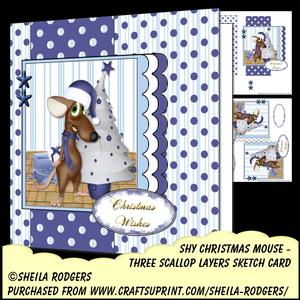 Three Scallop Layers - Shy Christmas Mouse