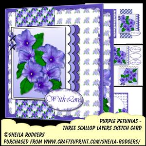 Three Scallop Layers - Purple Petunias