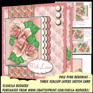 Three Scallop Layers - Pale Pink Begonias
