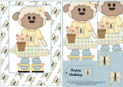 Spring Lamb on Butterfly Background