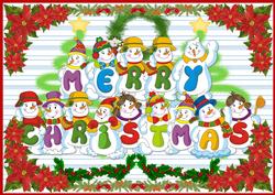 A4 Snowmen Merry Christmas