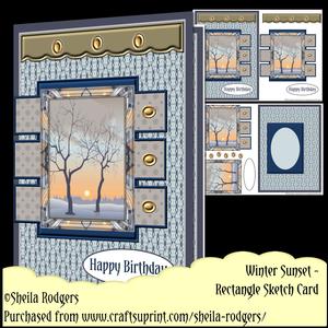 Rectangle Sketch Card - Winter Sunset