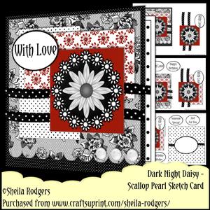 Scallop Pearl Sketch Card - Dark Night Daisy