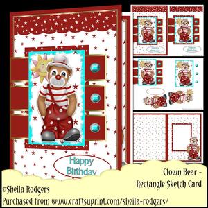 Rectangle Sketch Card - Clown Bear
