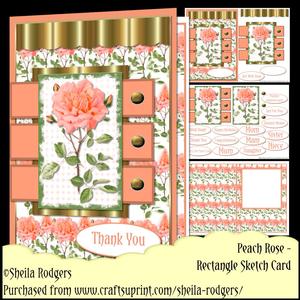 Rectangle Sketch Card - Peach Rose
