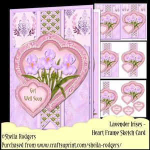 Heart Frame Sketch - Lavender Irises