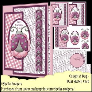 Oval Sketch Card - Caught a Bug
