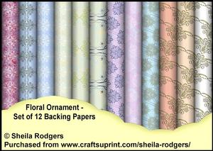 Floral Ornament - Set of 12 Backing Papers