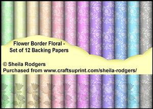 Flower Border Floral - Set of 12 Backing Papers