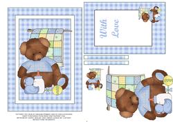 Tattered Ted on Blue Gingham Spinner Card
