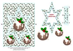 Xmas Pudding Star Shaped Spinner Card