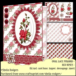 Oval Lace Pyramid - Red Roses