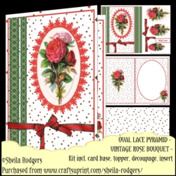 Oval Lace Pyramid - Vintage Rose Bouquet