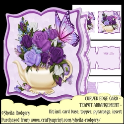 Curved Edge Card - Teapot Arrangement