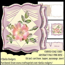 Curved Edge Card - Abstract Pale Pink Rose