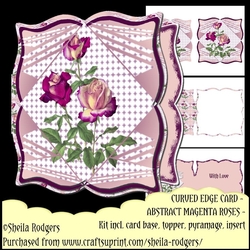 Curved Edge Card - Abstract Magenta Roses