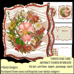 Curved Edge Card - Abstract Flower in Wreath