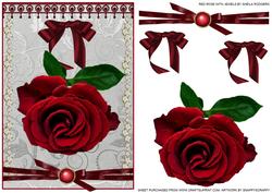 Red Rose with Jewels