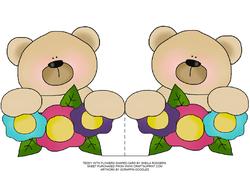 Teddy with Flowers Shaped Card